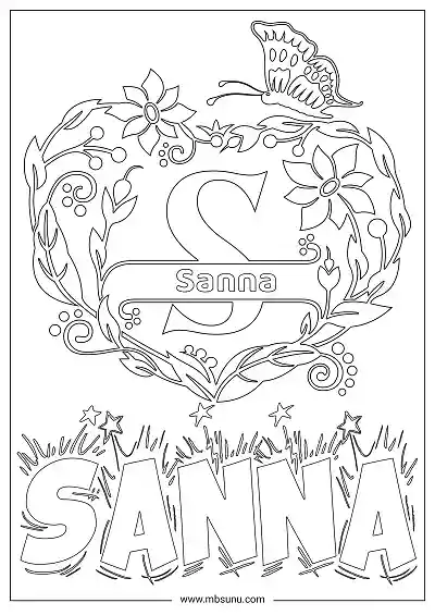 Coloring Page For Name - Sanna