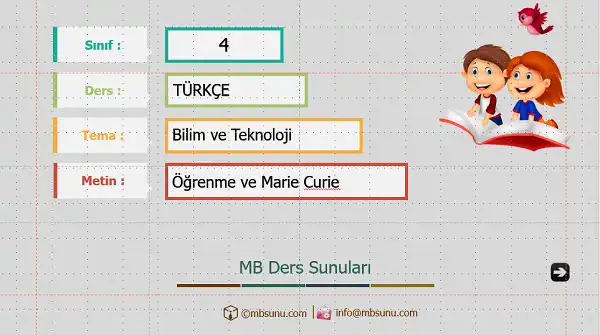 4. Sınıf Türkçe - Öğrenme ve Marie Curie Metni Sunusu