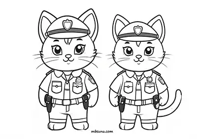 Polis Kıyafetli Kedi Boyama