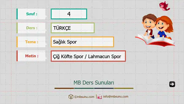 4. Sınıf Türkçe - Çiğ Köfte Spor / Lahmacun Spor Metni Sunusu