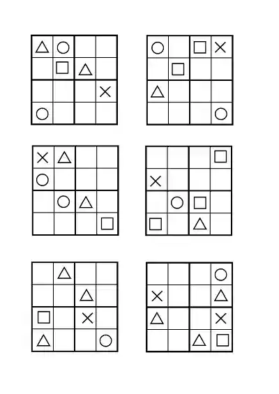 Şekilli Sudoku Etkinlikleri (4x4) - Seviye 2