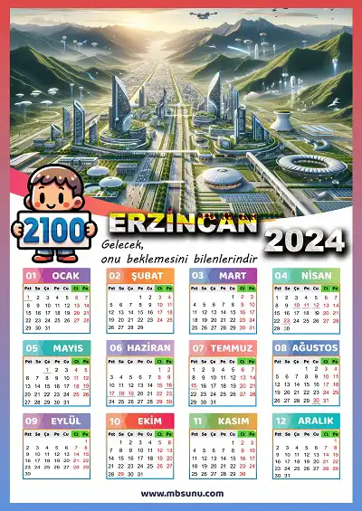 Gelecek Tasarımlı 2024 Erzincan Takvimi