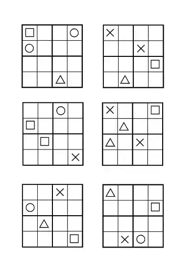 Şekilli Sudoku Etkinlikleri (4x4) - Seviye 4