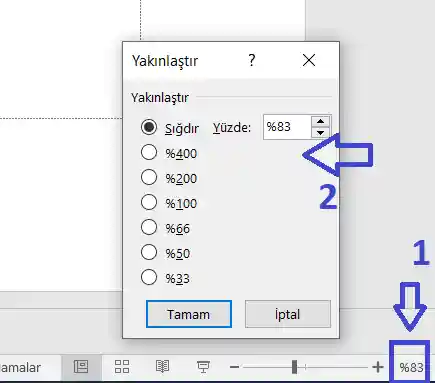 Powerpointteki Yakınlaştırma, Uzaklaştırma Diyalog Kutusu